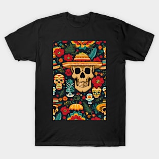 Cinco de Mayo skull pattern T-Shirt